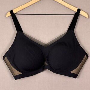 Honeylove Crossover Wireless Support Bra Black Mesh 2X Shaping Bra